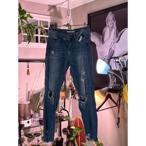 American Rag Co Distressed Ripped Blue Denim Jeans Size 9